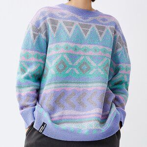 Patterned Crimson Geometric Pastel Sweater